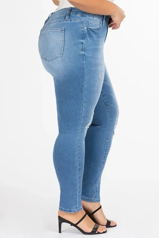 Jeans plus size para dama #EP988929 C1406 color celeste