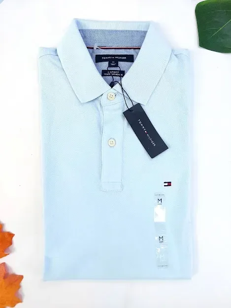 Camiseta Tommy Hilfiger Custom Fit para caballero color celeste