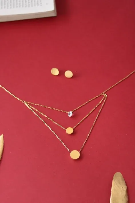 Conjunto de acero inoxidable para dama color dorado