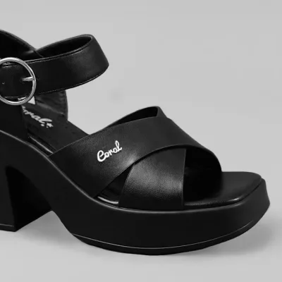 Sandalias de tacón Coral Bellagio Black para dama