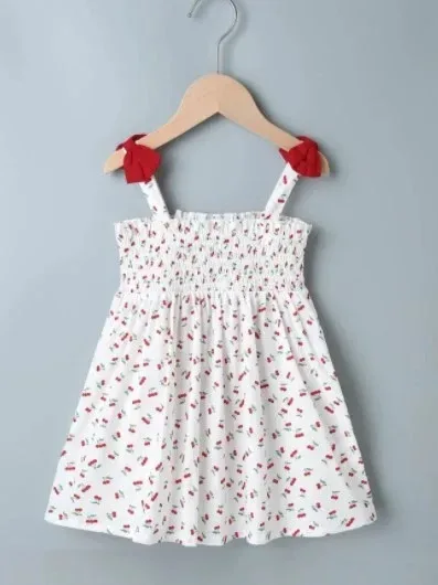 Vestido para niña color blanco y rojo