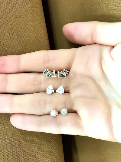 Trío de aretes para dama plata 925 color plata