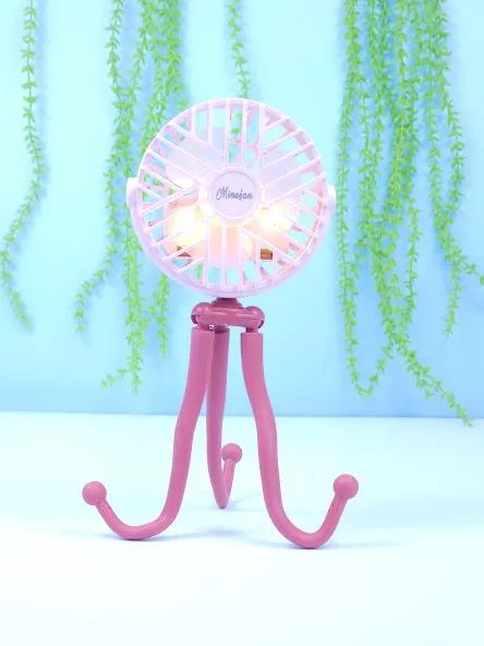 Mini ventilador eléctrico portátil Soporte de pulpo color rosa figura redonda