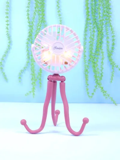 Mini ventilador eléctrico portátil Soporte de pulpo color rosa figura redonda