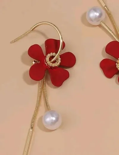 Aretes para dama color rojo
