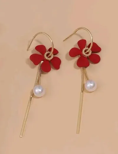 Aretes para dama color rojo