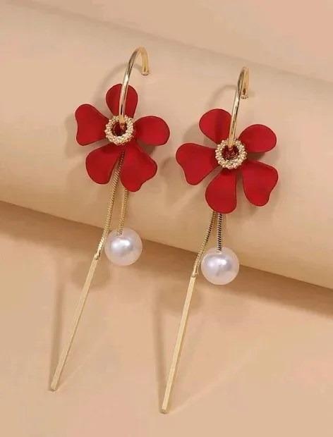 Aretes para dama color rojo