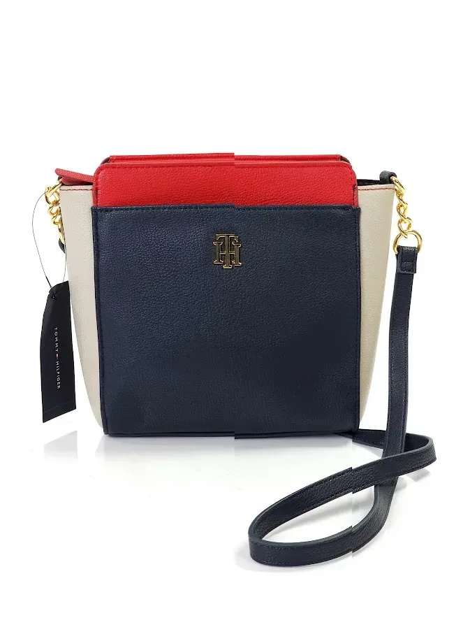 Bolso Tommy Hilfiger para dama color azul, beige y rojo