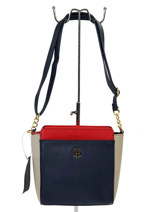 Bolso Tommy Hilfiger para dama color azul, beige y rojo