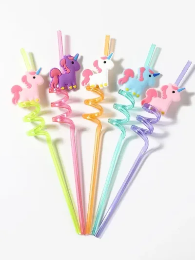 Pajillas con diseño de unicornio
