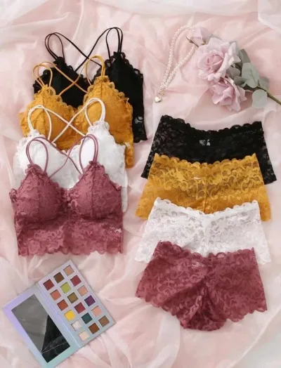 4 piezas de set de lencería