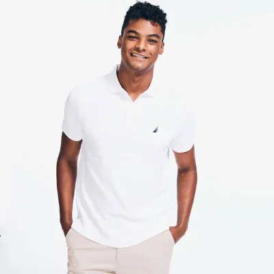 Camiseta Náutica Slim Fit (KR7212) tela lisa para caballero color blanco