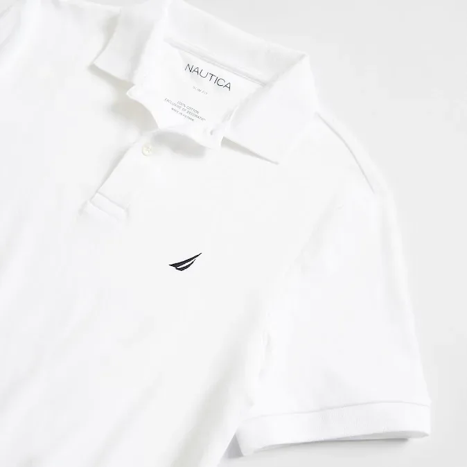 Camiseta Náutica Slim Fit (KR7212) tela lisa para caballero color blanco