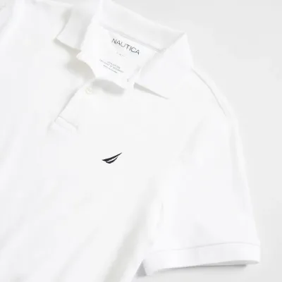 Camiseta Náutica Slim Fit (KR7212) tela lisa para caballero color blanco