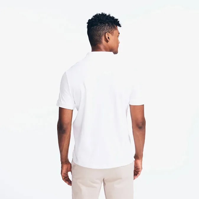 Camiseta Náutica Slim Fit (KR7212) tela lisa para caballero color blanco