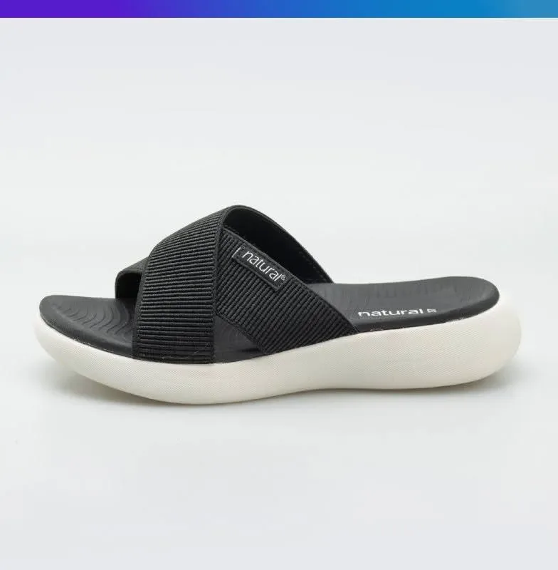 Sandalias Natural para dama Puffer black