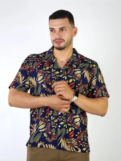 Camisa para caballero diseño floral multicolor