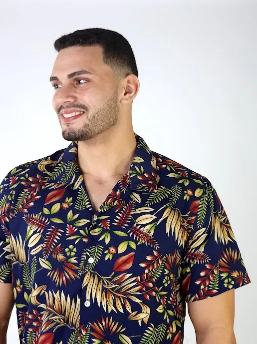 Camisa para caballero diseño floral multicolor