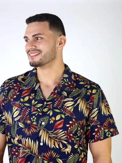 Camisa para caballero diseño floral multicolor