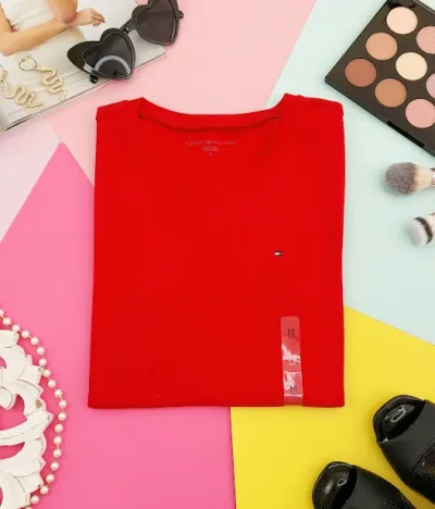 Camiseta Tommy Hilfiger para dama color rojo cuello redondo