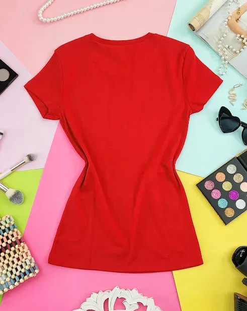 Camiseta Tommy Hilfiger para dama color rojo cuello redondo
