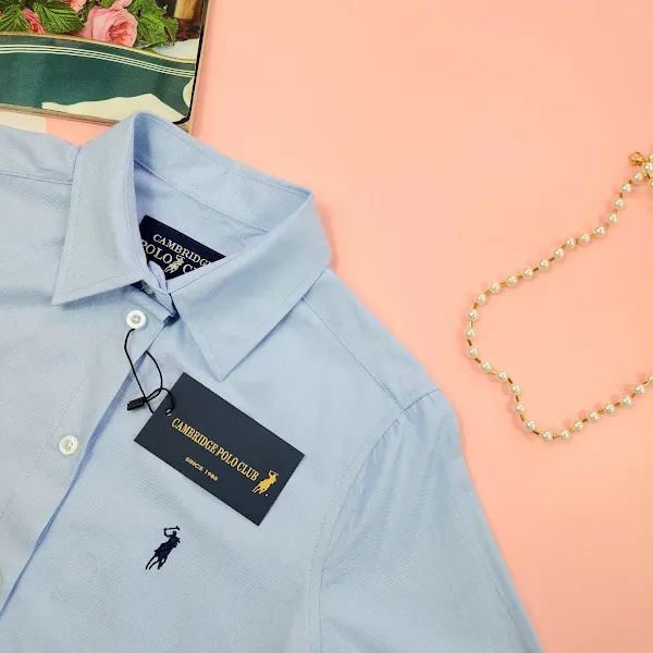 Camisa manga larga Cambridge Polo Club para dama, color Celeste.