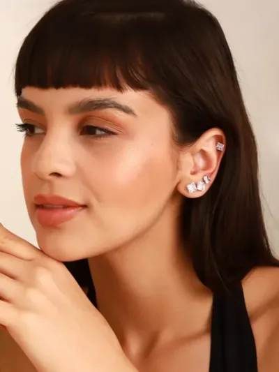 Aretes acero de titanio diseño de diamante