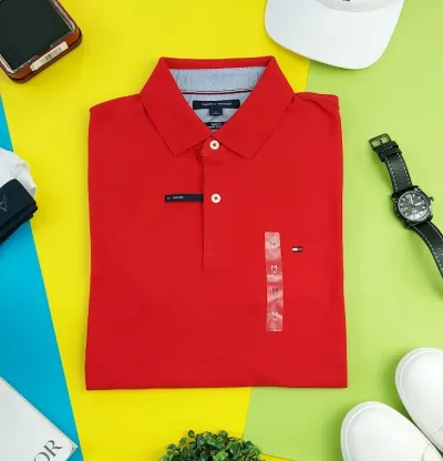 Camiseta Tommy Hilfiger Slim Fit para caballero color rojo