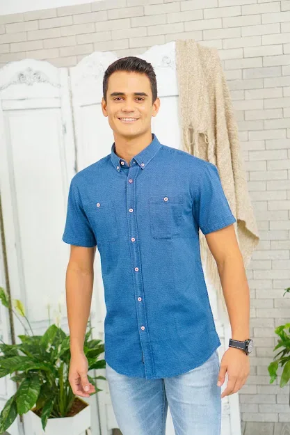 Camisa Hummer para caballero color azul H2020-03-71