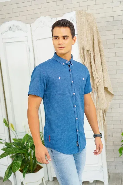 Camisa Hummer para caballero color azul H2020-03-71