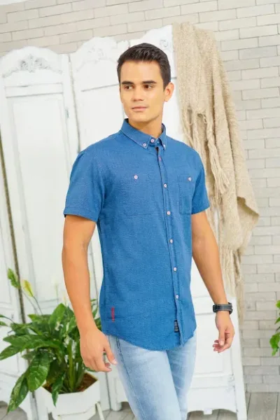 Camisa Hummer para caballero color azul H2020-03-71