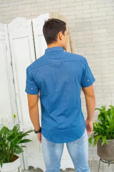 Camisa Hummer para caballero color azul H2020-03-71
