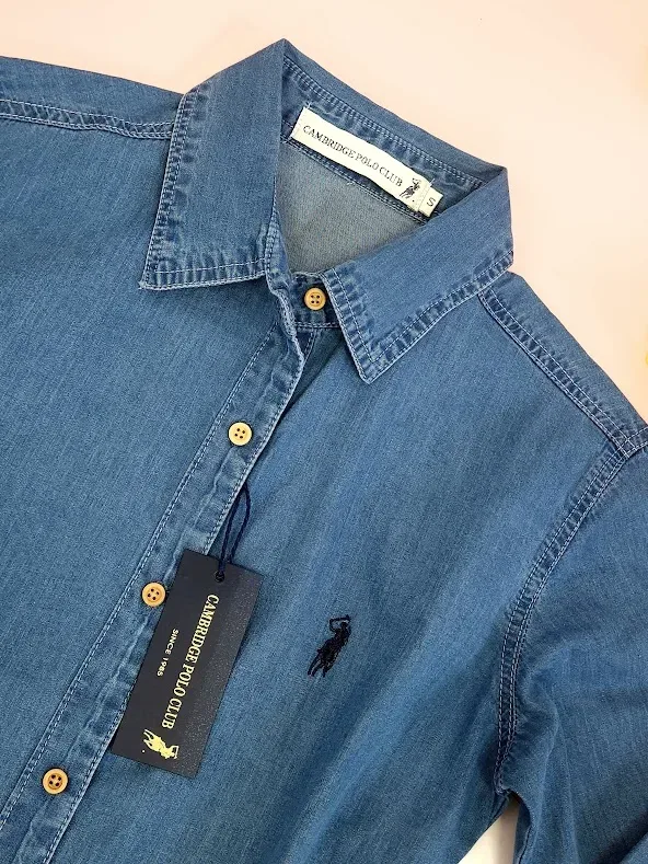 Camisa manga larga Cambridge Polo Club para dama, color mezclilla