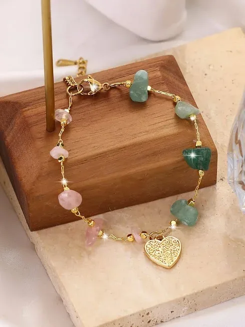 Pulsera de acero inoxidable para dama con dije de corazón