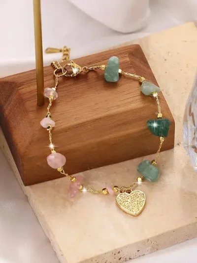 Pulsera de acero inoxidable para dama con dije de corazón