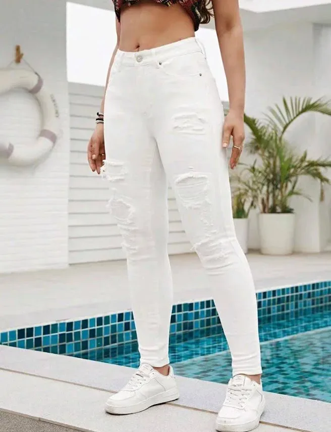 Jeans para dama color blanco
