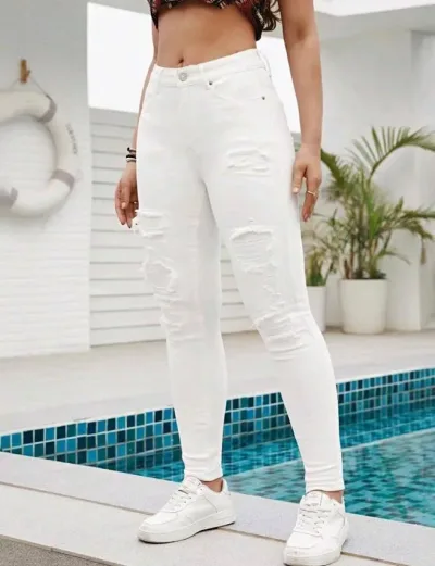 Jeans para dama color blanco