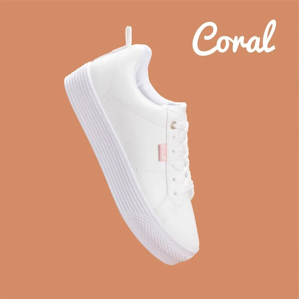 Tenis Coral para dama REMI ALL WHITE PU color blanco hueso