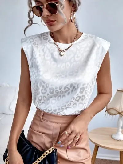 Blusa para dama de leopardo color blanco