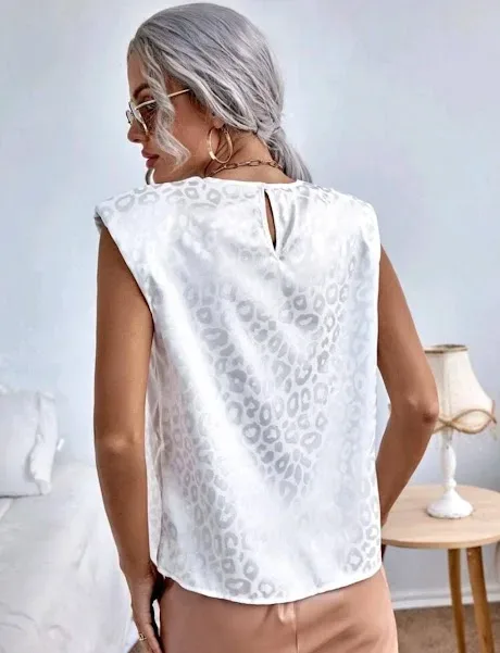 Blusa para dama de leopardo color blanco
