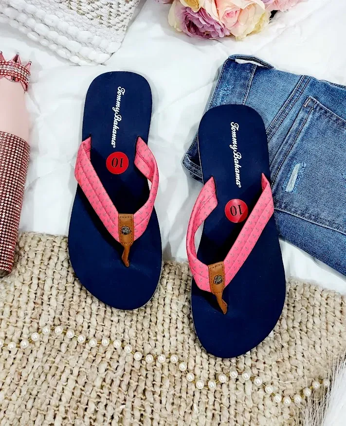Sandalias Tommy Bahama para dama color azul con rosa