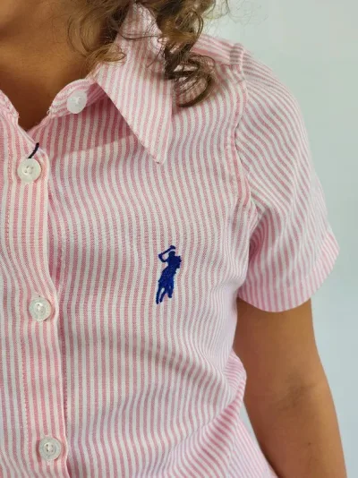 Camisa Cambrige Polo para niña diseño a rayas