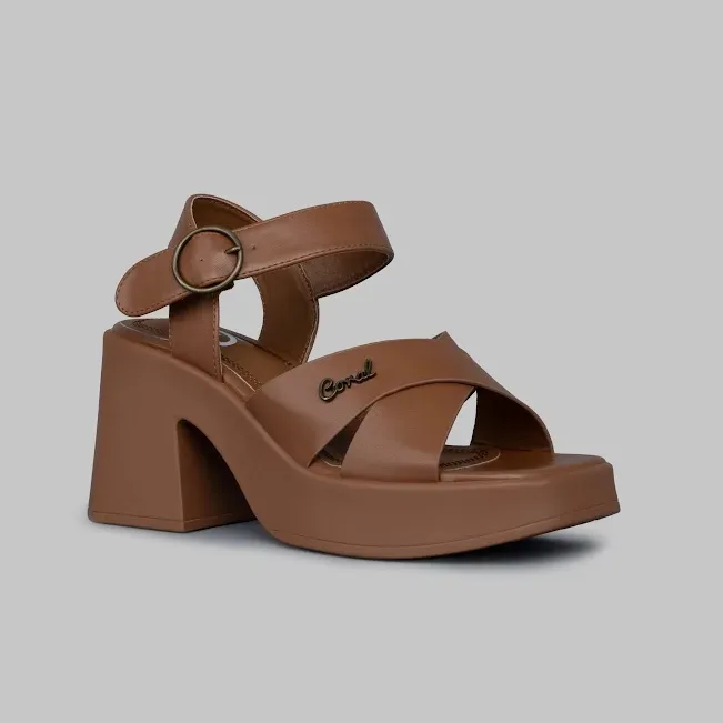 Sandalias de tacón Coral Bellagio Camel para dama