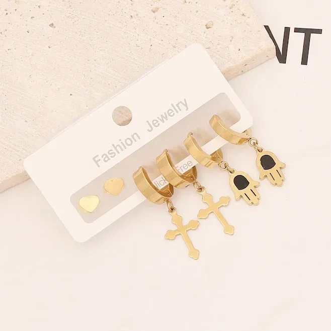 Set de aretes de acero inoxidable