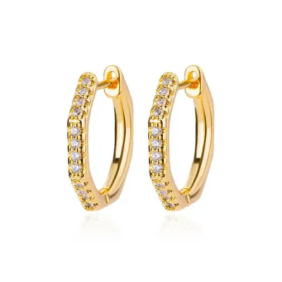 Argollas cobre con diseño diamantes #COLOR DORADO