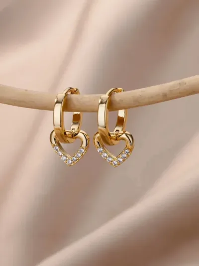 Argollas cobre diseño de corazón #COLOR DORADO