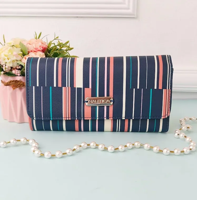 Cartera Naútica para dama diseño a rayas multicolor