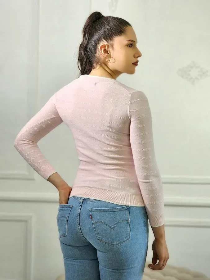 Suéter Tommy Hilfiger para dama color rosa con blanco