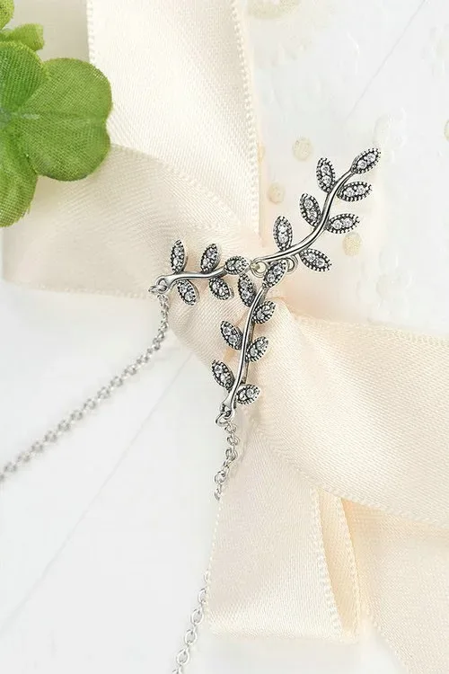Collar de plata 925 para dama diseño de hojas