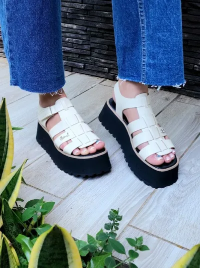 Sandalias Coral Positano Cream para Dama